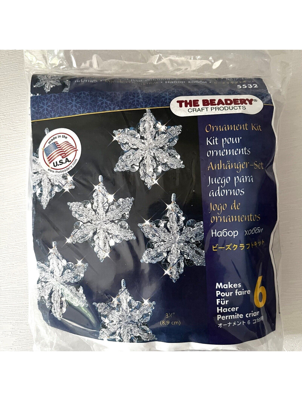 The Beadery Snow Crystals Bead Ornaments Craft Kit Christmas Holiday USA 5532